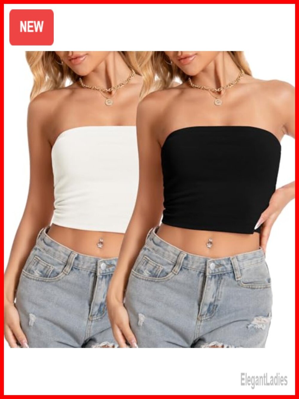 Womens Strapless Tube Crop Top Sleeveless Bandeau Slim Fit Summer Tank